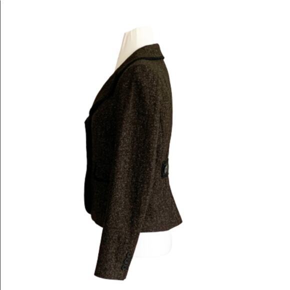 Semantiks Blazer Brown Tan Wool Blend Tweed Button Front Pockets Fitted Size 0 - Picture 6 of 13